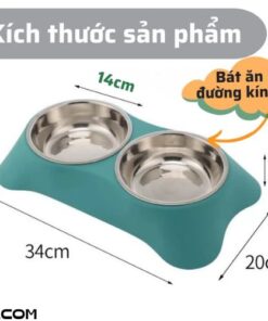 Khay Đựng Thức Ăn Cho Chó Mèo Kèm 2 Bát Inox Dễ Dàng Vệ Sinh