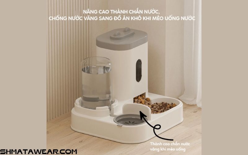 Khay thức ăn cho mèo kèm bình nước 1L